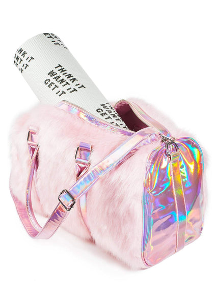Dolls Kill Shagadelic Weekender by Sugar Thrillz - Pink Faux Fur Bag With Adjustable Straps, Perfect for Travel