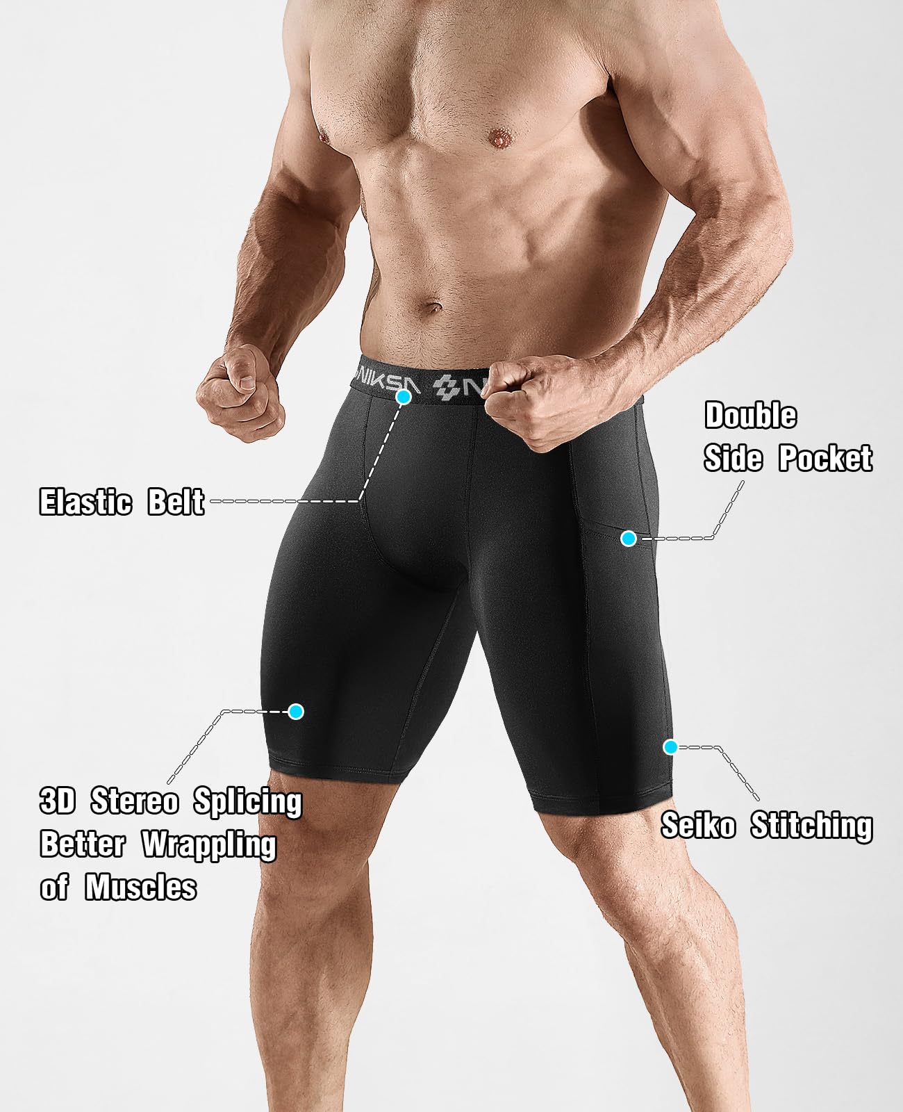4 Pack Compression Shorts Men with Pocket, Spandex Running Shorts Sport Athletic Workout Performance Underwear