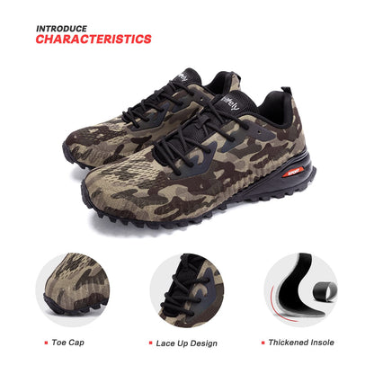 Kricely Men's Trail Running Shoes Fashion Hiking Sneakers for Men Camo Tennis Cross Training Shoe Mens Casual Outdoor Walking Footwear Size 10