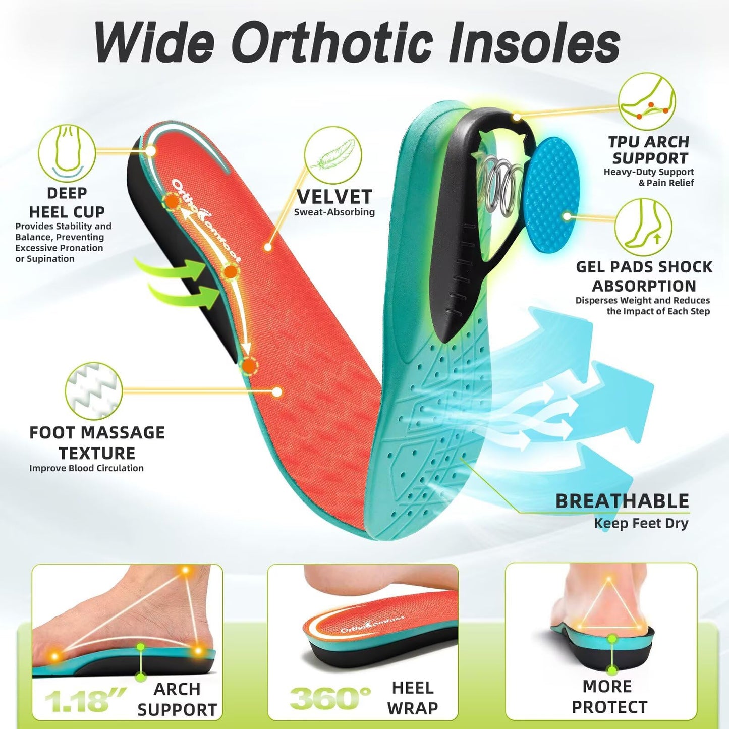 Men's Orthopedic Diabetic Wide Sneakers: Comfortable Arch Support Neuropathy Outdoor Sneakers, Breathable Plantar Fasciitis Hammer Toes Walking Shoes Orange Red Size 11.5