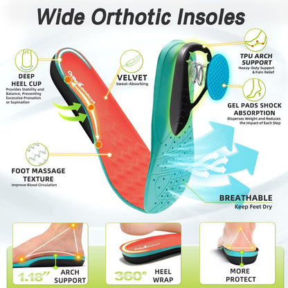 Men's Orthopedic Diabetic Wide Sneakers: Comfortable Arch Support Neuropathy Outdoor Sneakers, Breathable Plantar Fasciitis Hammer Toes Walking Shoes Orange Red Size 11.5