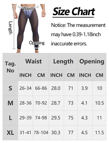 FEOYA Men's Mesh See Through Pants Home Lounge Pants Sleepwear Tighs Leggings Nightwear Skinny Long Pants Lightweight Athletic Sheer Pants Underwear Navy Blue L 2024