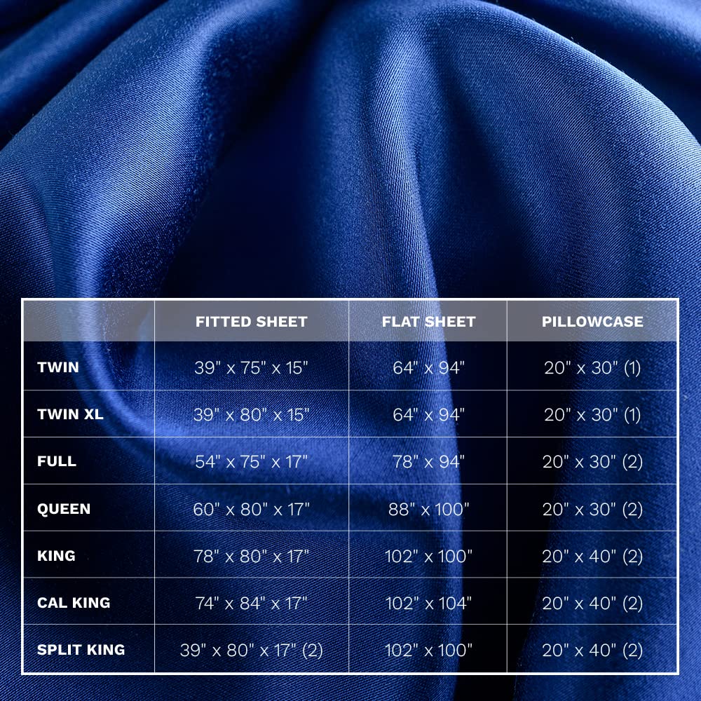LUXOME Luxury Sheet Set | 100% Rayon (Viscose) from Bamboo | California King - Sapphire | Deep Pockets | 4-Piece Set (Fitted, Flat, 2 Pillowcases)
