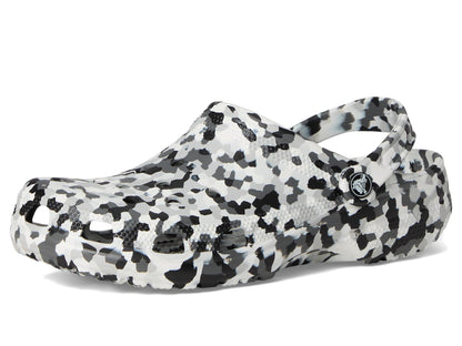 Crocs Unisex Classic Marbled Tie-Dye Clog, Black/White Confetti, 12 Women/10 Men, Medium