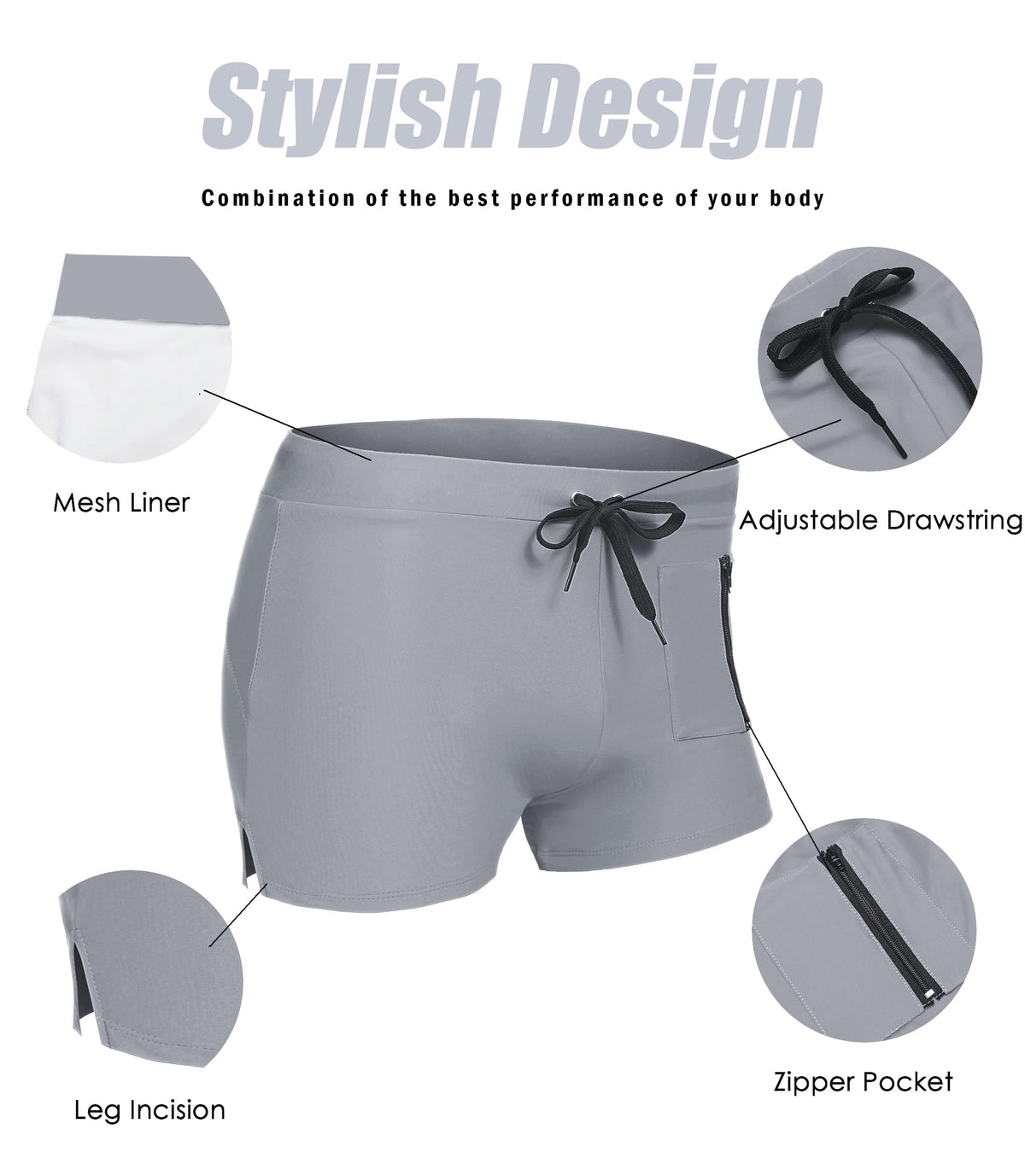 COOFANDY Mens Swim Trunks Bathing Suit Swim Brief Square Leg Board Short