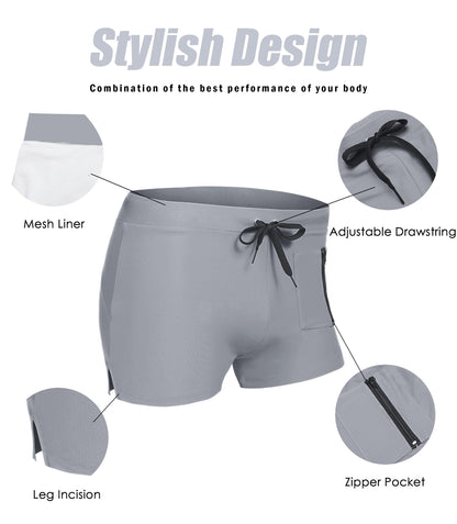 COOFANDY Mens Swim Trunks Bathing Suit Swim Brief Square Leg Board Short