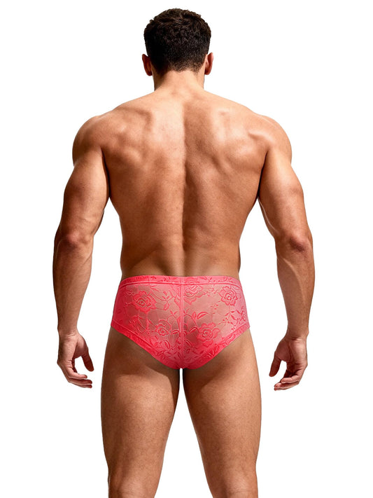 Mens Lace Underwear Bikini Briefs with Pouch Mesh Silk Boxers for Men Sexy
