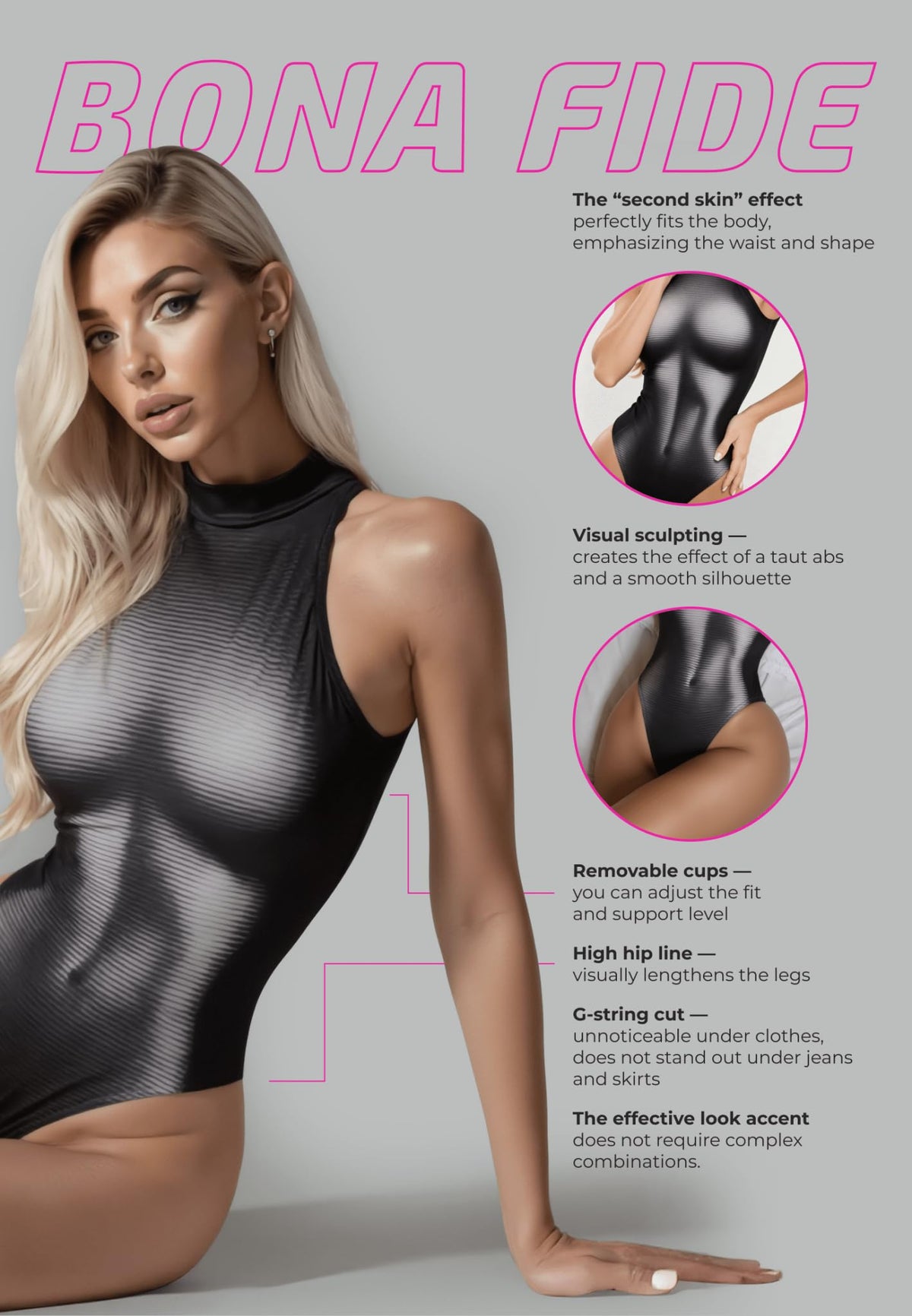 Bona Fide Women's Sexy One Piece Swimsuit - Tummy Control Push Up Monokini