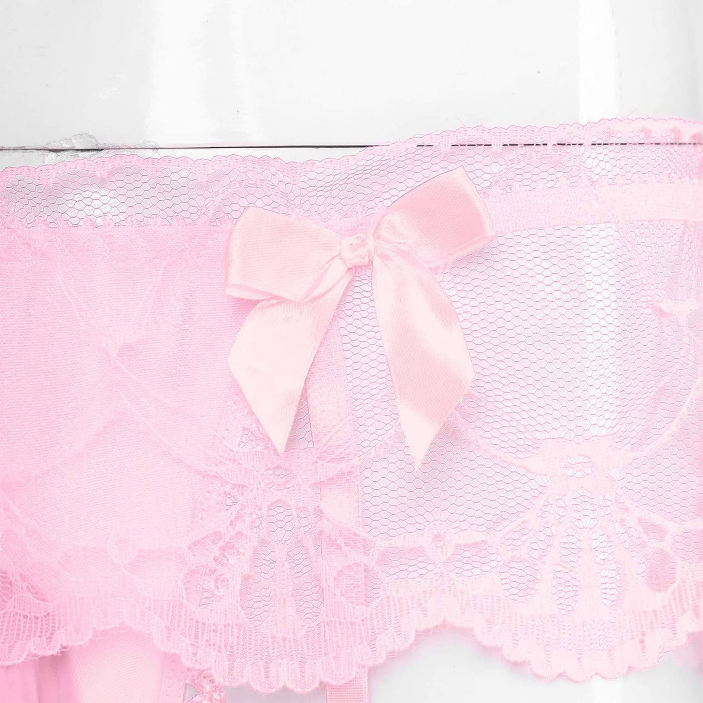 Men's Sissy Pouch Panties Lace Skirted Bikini Briefs Underwear Crossdressing Underpants (US, Alpha, One Size, Regular, Regular, Pink)