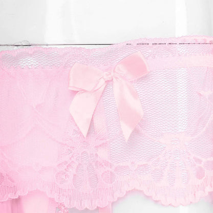 Men's Sissy Pouch Panties Lace Skirted Bikini Briefs Underwear Crossdressing Underpants (US, Alpha, One Size, Regular, Regular, Pink)