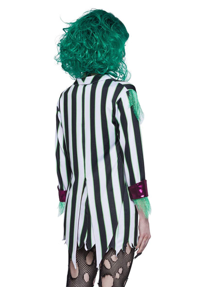 Dolls Kill BeetleJuice Black & White Striped Costume - Undead Ghost Outfit by Trickz N' Treatz - Medium