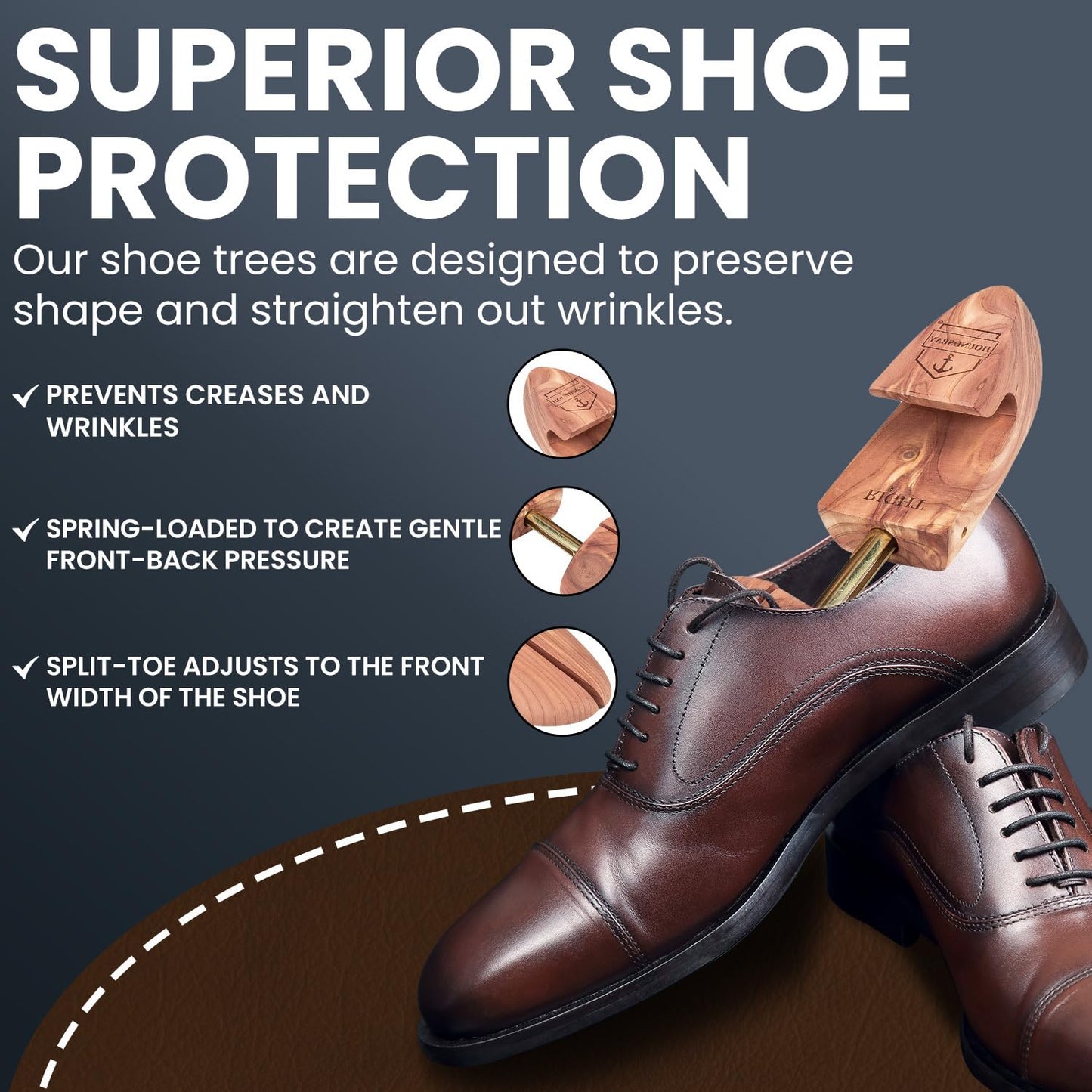 HOUNDSBAY Cedar Shoe Tree - Shoe Trees for Men & Women, Sneakers, Widener & Shaper