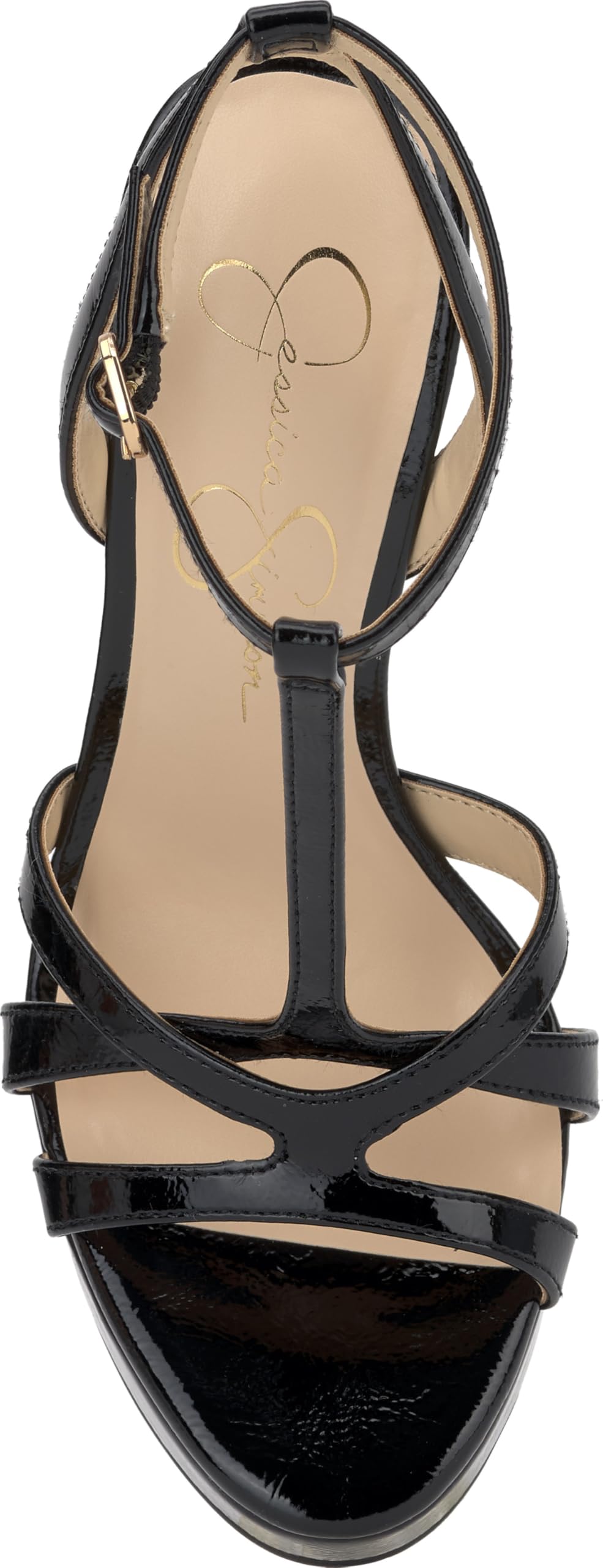 Jessica Simpson Women's Sippete T-Strap Platform Sandals Black 7.5 Medium