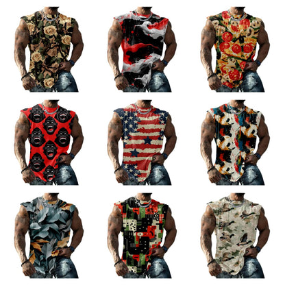 American Flag Tank Top Men Oil Painting USA Flag 3D Print Undershirts Fit for Patriotic 1776 4th July Sleeveless Shirts Hawaiian Luau Party Beach Summer Sunbath Casual Tees,American,5XL
