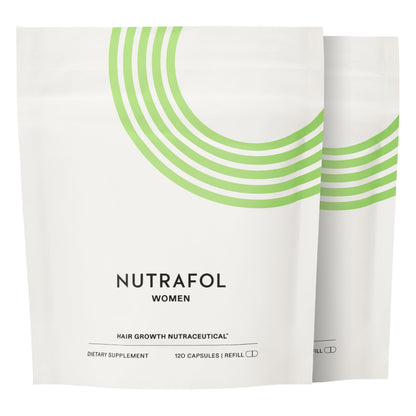 Nutrafol Women's Hair Growth Supplements, Ages 18-44, Clinically Proven for Visibly Thicker and Stronger Hair in 3-6 Months, Dermatologist Recommended - 2 Month Supply, 2 Refill Pouches
