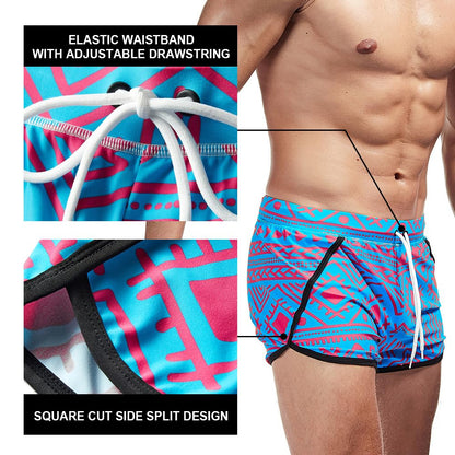 AIMPACT Swim Trunk Men Short Shorts 3 Inch Inseam Swimsuit Athletic Swimwear Mens Swimming Trunks Swim Briefs (Vintage L)