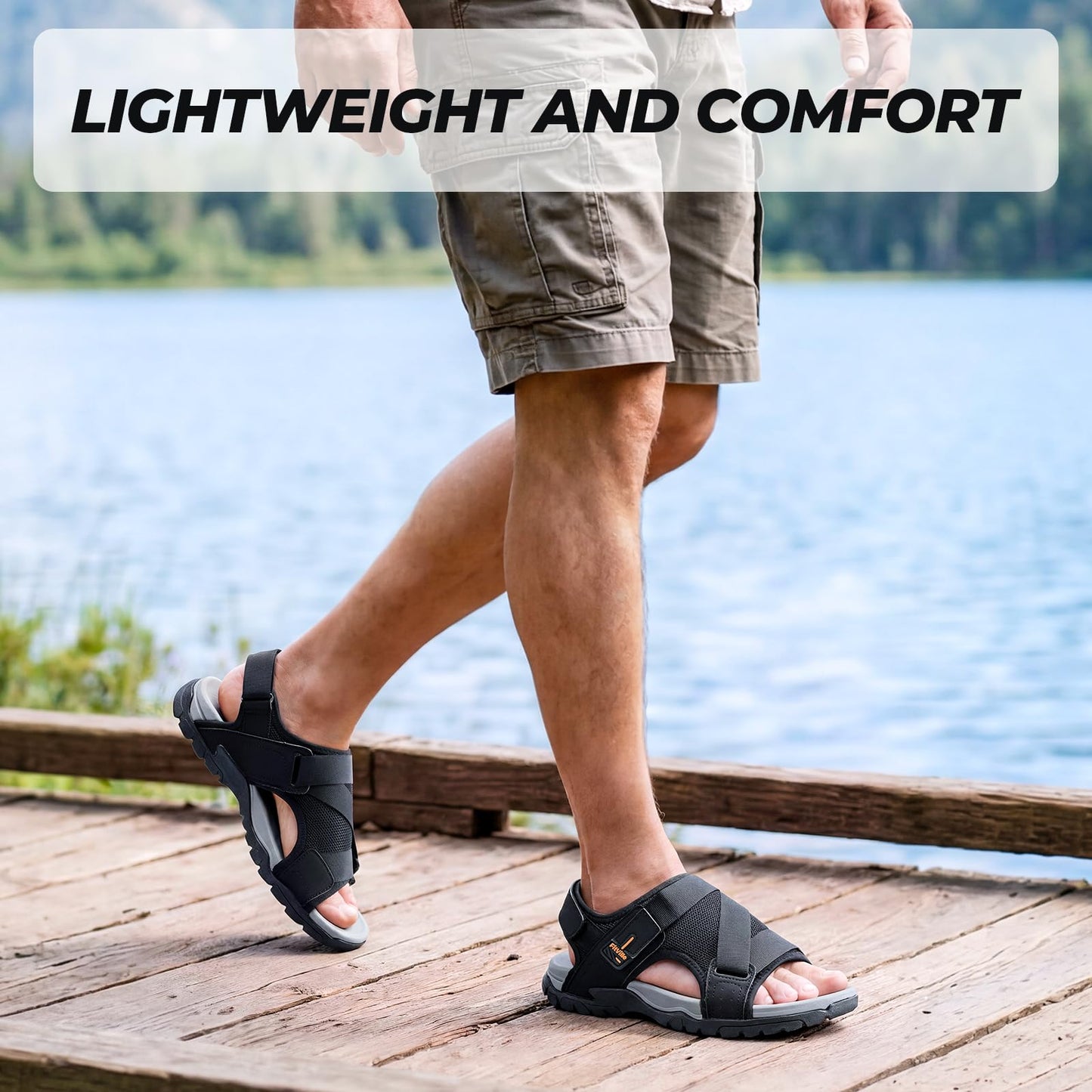 FitVille Diabetic Sandals for Men Wide Orthopedic Athletic Sandals with Arch Support Lightweight Breathable Outdoor Sandals for Beach Travel