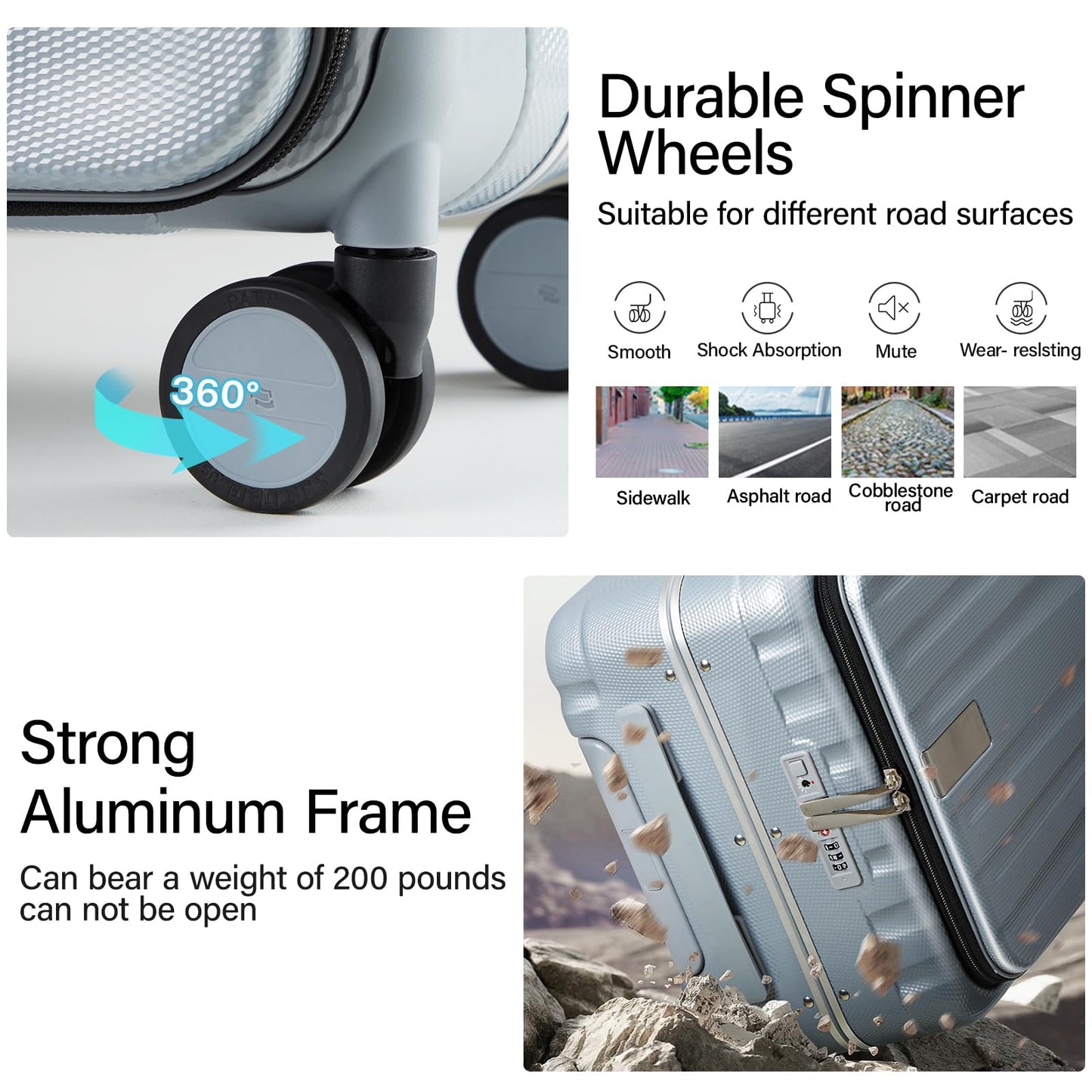 Hanke 26 Inch Large Checked Luggage PC Hard Shell Luggage Top Opening Travel Luggage Suitcases with Wheels for Woman Men.(Grey)