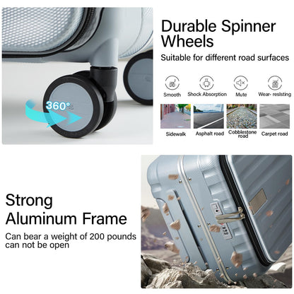 Hanke 26 Inch Large Checked Luggage PC Hard Shell Luggage Top Opening Travel Luggage Suitcases with Wheels for Woman Men.(Grey)