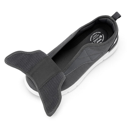 FitVille Diabetic Shoes for Men Extra Wide Slip-on Shoes for Swollen Feet Adjustable Walking Shoes for Elderly Foot Pain Relief Neuropathy - EasyTop Wings Deep Gray