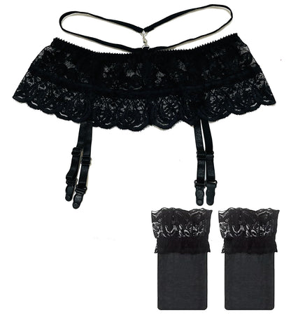 Men's Sissy Skirted Thong Panties -Underwear with Gaters Belt