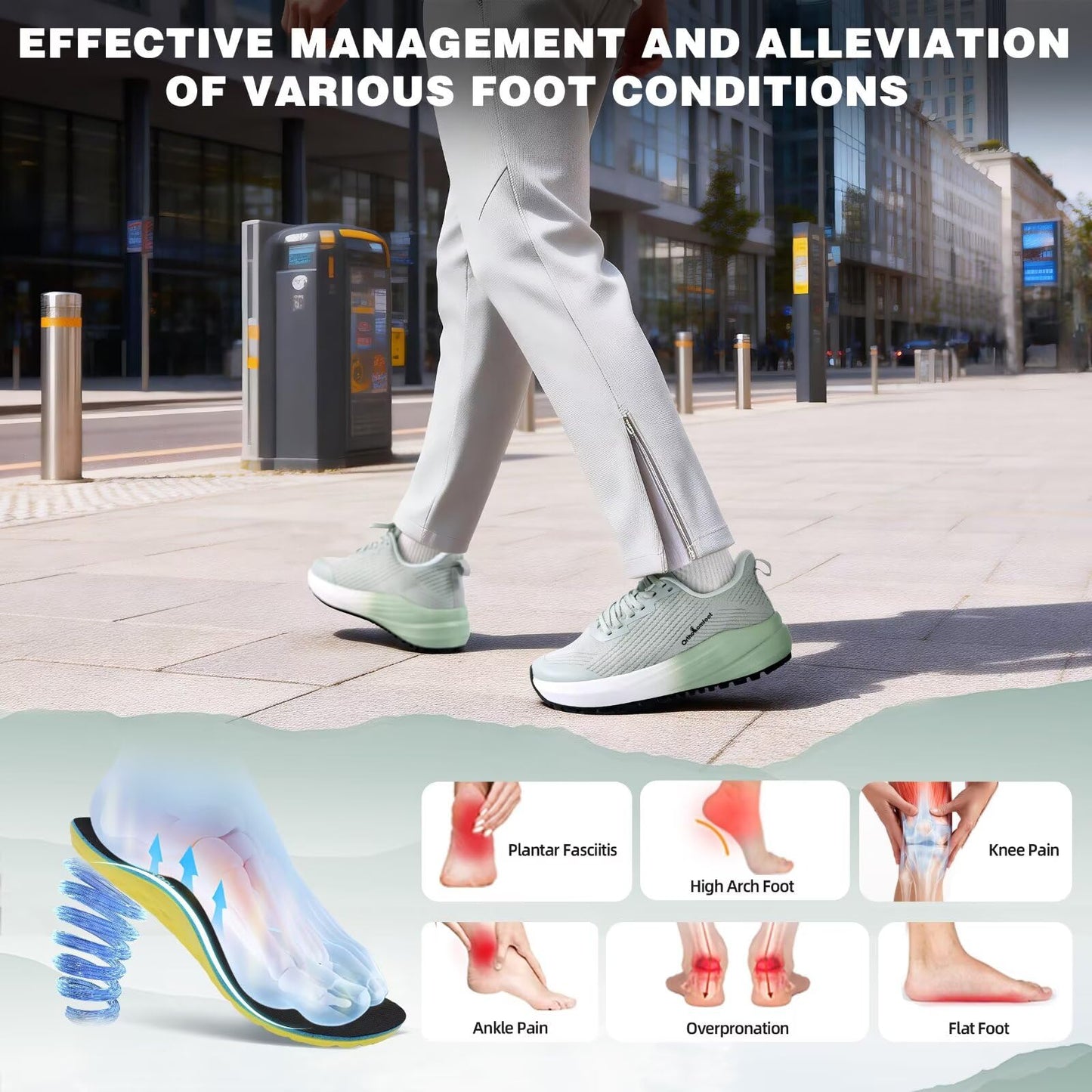 Men's Orthopedic Wide Comfortable Trail Sneaker: Casual Plantar Fasciitis Heel Spurs Arch Support Orthotic Neuropathy Pain Relief Trekking Shoes, Slip On Hammer Toes Leisure Walking Shoes Mint Size 12