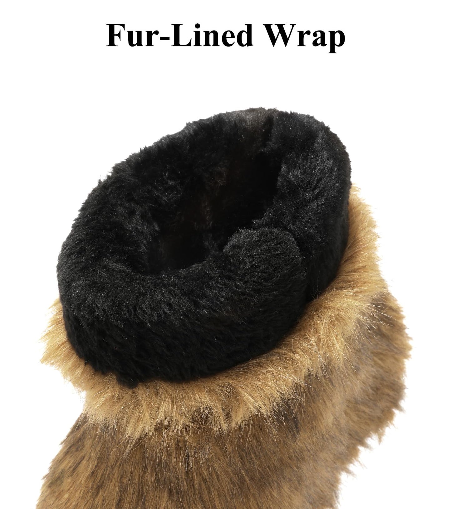 Haifago Women's Faux Fur Boots Furry Fluffy Mid-Calf Winter Snow Boot, Fashion Fuzzy Round Toe Warm Booties for Shopping Travel
