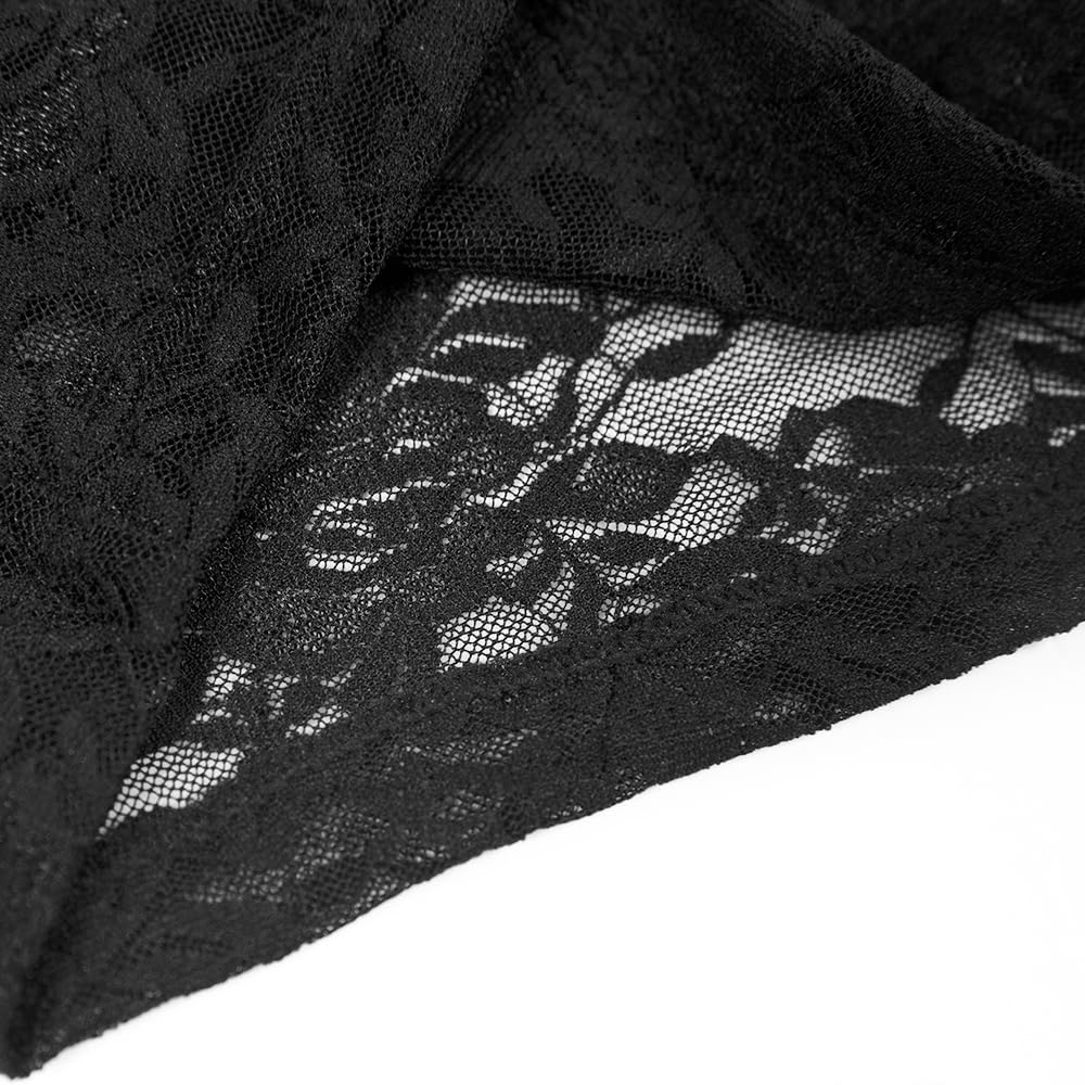 six Pack Men's High Waist Boxer Brief Lace Transparent Shorts, Underwear Bottoms  Black