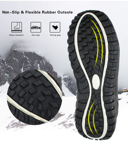 ROCKMARK Men's Winter Snow Boots, Warm Mid Calf Waterproof Durable Boot,Non-Slip Thermal-Insulated Climbing Shoes for Hiking & Ice Fishing & Snow Trekking & Outdoor Work(11, Black)