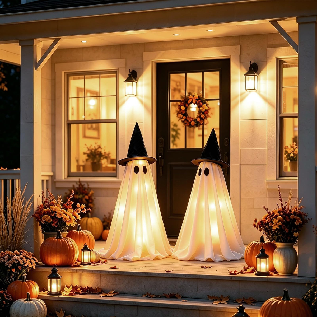 2Pack Halloween Ghost Decorations Outdoor/Indoor with Remote Lights