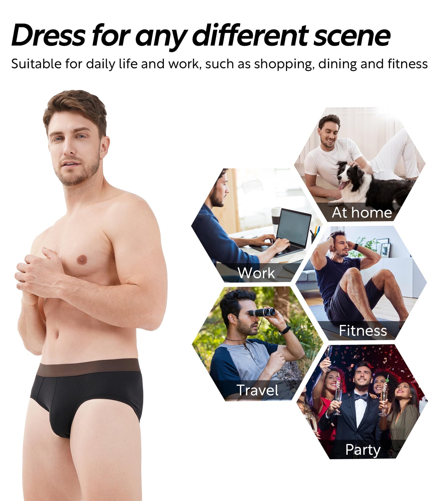 DAVID ARCHY Men's Breathable Underwear Rayon Made from Bamboo Wicking-Moisture Support Pouch Soft Briefs for Men (XL, Black)