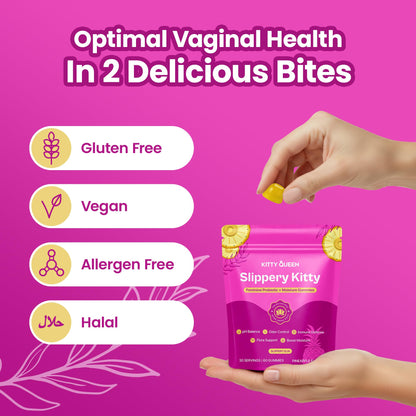 KITTYQUEEN Slippery Kitty Vaginal Probiotic and Moisture Gummies, 60 Count