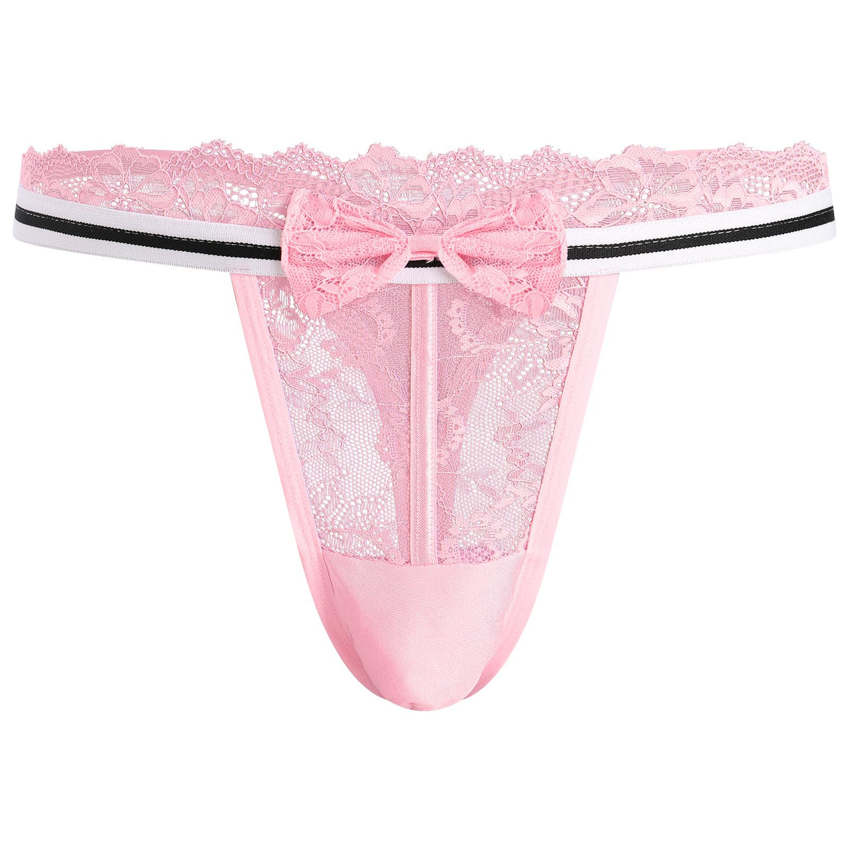 Men's Lace Thong, Sheer Pouch Strappy T-Back, Crossdressing Lingerie ABAFIP