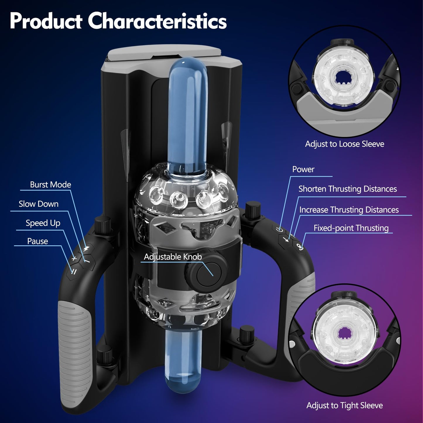 Sex Toy for Men Male Masturbator - Sex Toys Pocket Pussy with 12cm Thrusting Distance，Male Sex Toys Penis Pump Male Stroker Hands Free Masturbators with Phone Stand & Foldable Handle, Blowjob Machine