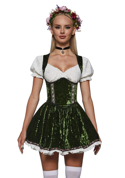 Dolls Kill Oktoberfest Bavarian Maiden Costume - German Beer Hall Maiden Set by Trickz N' Treatz,1X