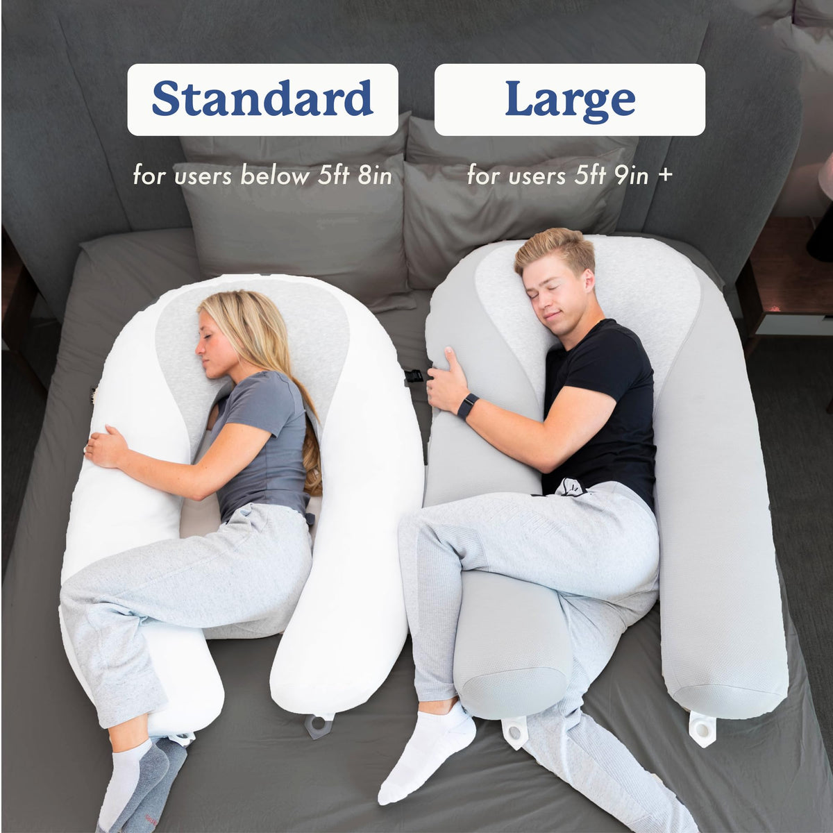 Plufl Hugl Cooling Body Pillow for Adults, U Shaped Pregnancy Pillow, Grey