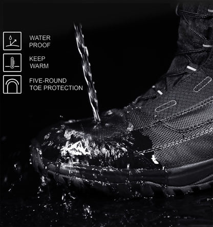 ROCKMARK Men's Winter Snow Boots, Warm Mid Calf Waterproof Durable Boot,Non-Slip Thermal-Insulated Climbing Shoes for Hiking & Ice Fishing & Snow Trekking & Outdoor Work(11, Black)