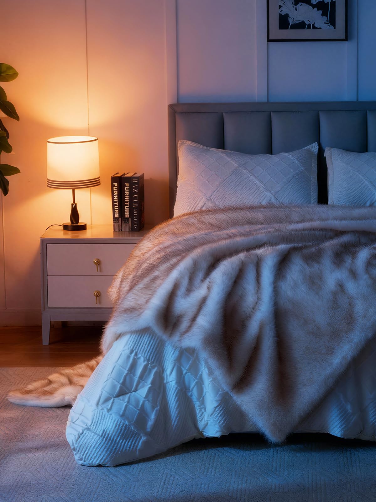 Bearhug Heated Blanket Queen Size, 84"x90" Dual Control Luxury Faux Fur Electric Blanket with 10 Heat Levels & 9H Auto Off, 450GSM Ultra Plush Shaggy Bed Warmer for Couples, ETL Certified, Gift Box