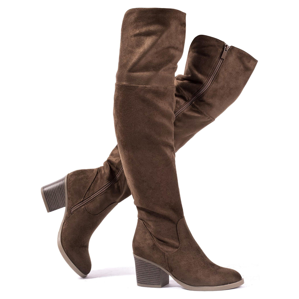 Women's Thigh High Boots Sexy Stacked Block Heel Boots Over the Knee