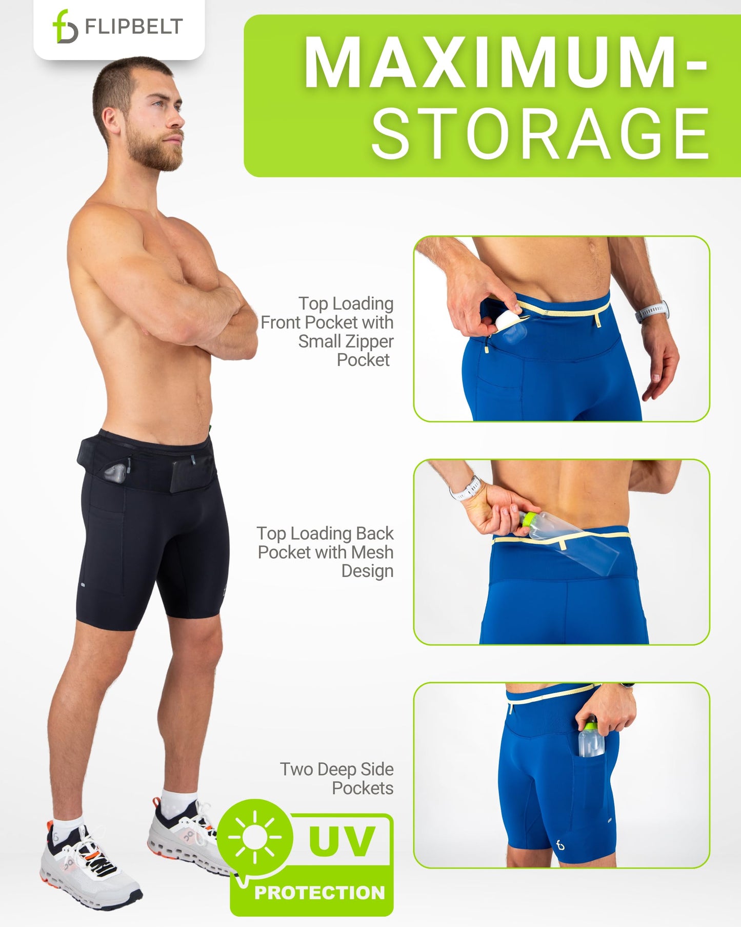 FlipBelt Men's Compression Shorts 3.0 - Black - M