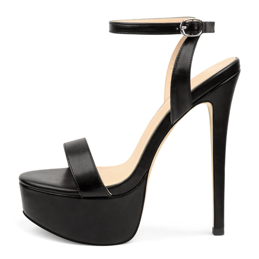 MERUMOTE Women's Platform Heels Sky High Heel Sandals Black US7