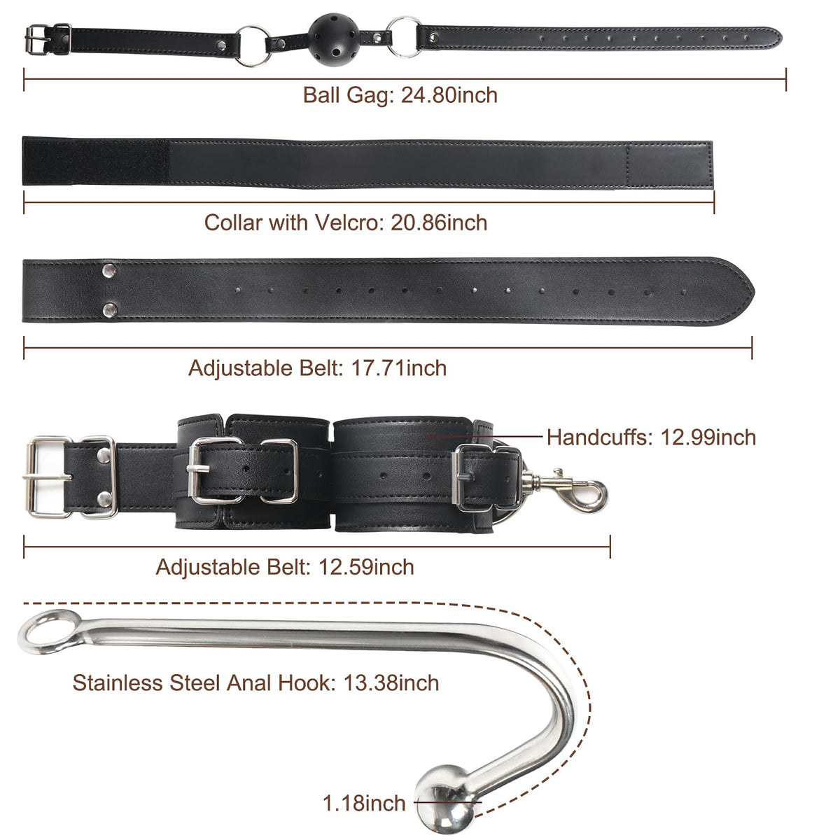 BDSM Anal Hook Sex Toys Neck to Wrist Bondage Set with Ball Gag for Couple