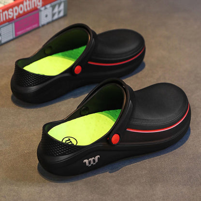 SECHRITE Men's and Women's Work Clogs - Unisex Garden Chef Shoes for Women and Men Non Slip Waterproof Slip on Mules Nurse Kitchen Food Service Restaurant Shoes Zapatos de Chef Cocina Black 43-44