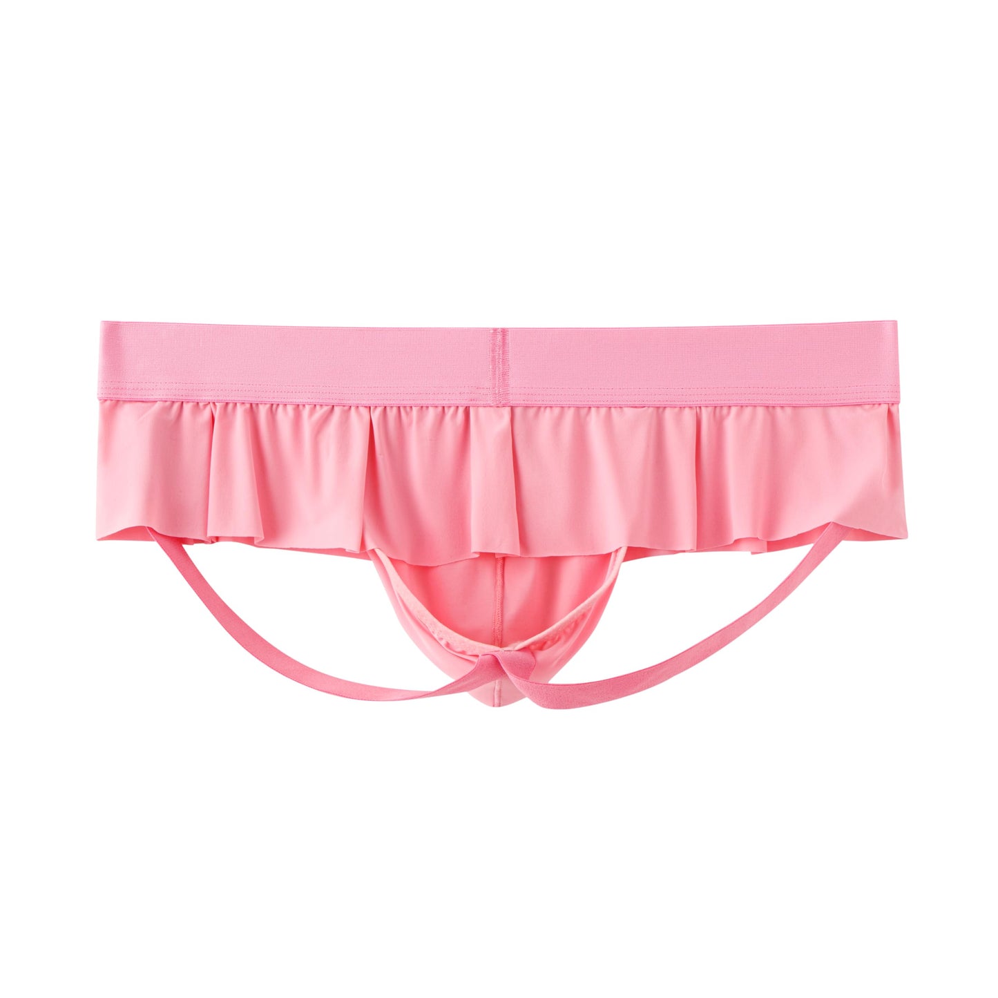 JOCKMAIL Mens Jockstrap Underwear Low Rise Ruffle Waistband Pouch Pink