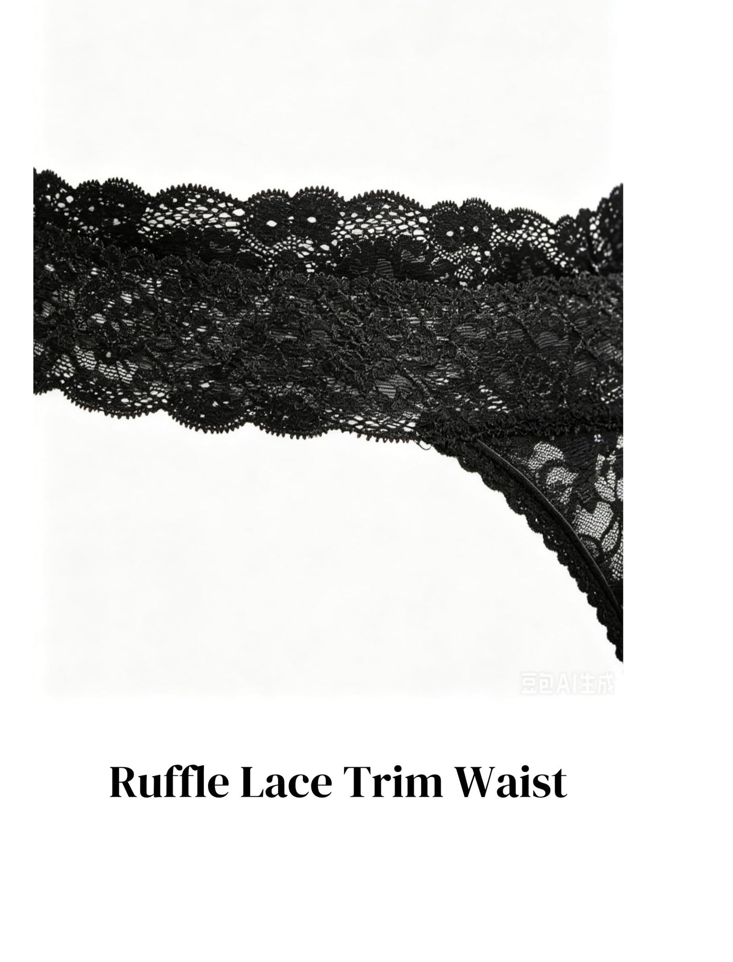 Men's Lace Frilly Sissy Thong Panties Sheer Mesh Bikini Briefs T-back G-string Underwear Black Large