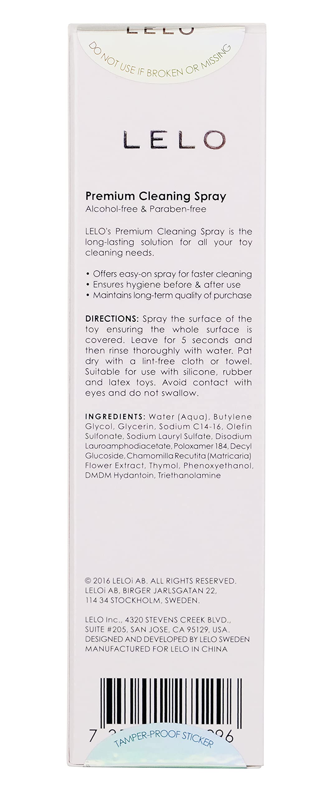 LELO Toy Cleaning Spray, Adult Toy Cleaner, Fast-Acting for Quick Maintenance (60 ml/ 2 fl. oz)
