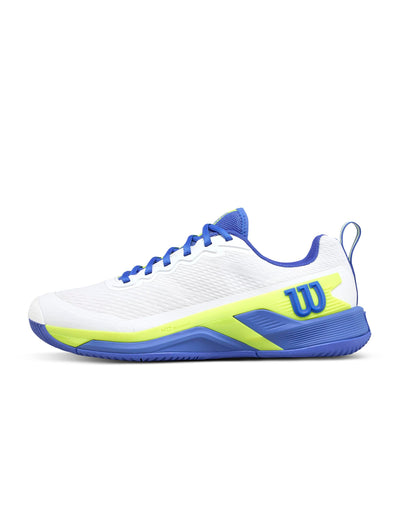 WILSON Rush Pro 4.5 Men's Tennis Shoes, White/Amparo Blue/Safety Yellow, 11