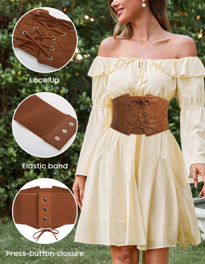 Scarlet Darkness Renaissance Pirate Corset Belt Lace Up Waist Cincher Belts