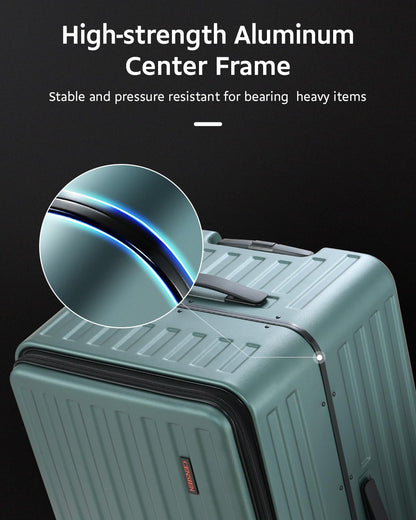 CENSIEN Luggage Sets 2 Pieces, 20 Inch Carry On Luggage and 29 Inch Checked Luggage with Spinner Wheels, Lightweight ABS+PC Hardshell Trunk Suitcases with Aluminum Frame, Top Opening (Green, 20/29)