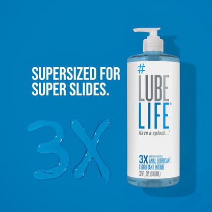 LUBELIFE 3X Anal Lubricant, Thicker Water-Based lube for Men, Women and Couples, Extra Protection, Non-Sticky, Smooth Glide, 32 Fl Oz